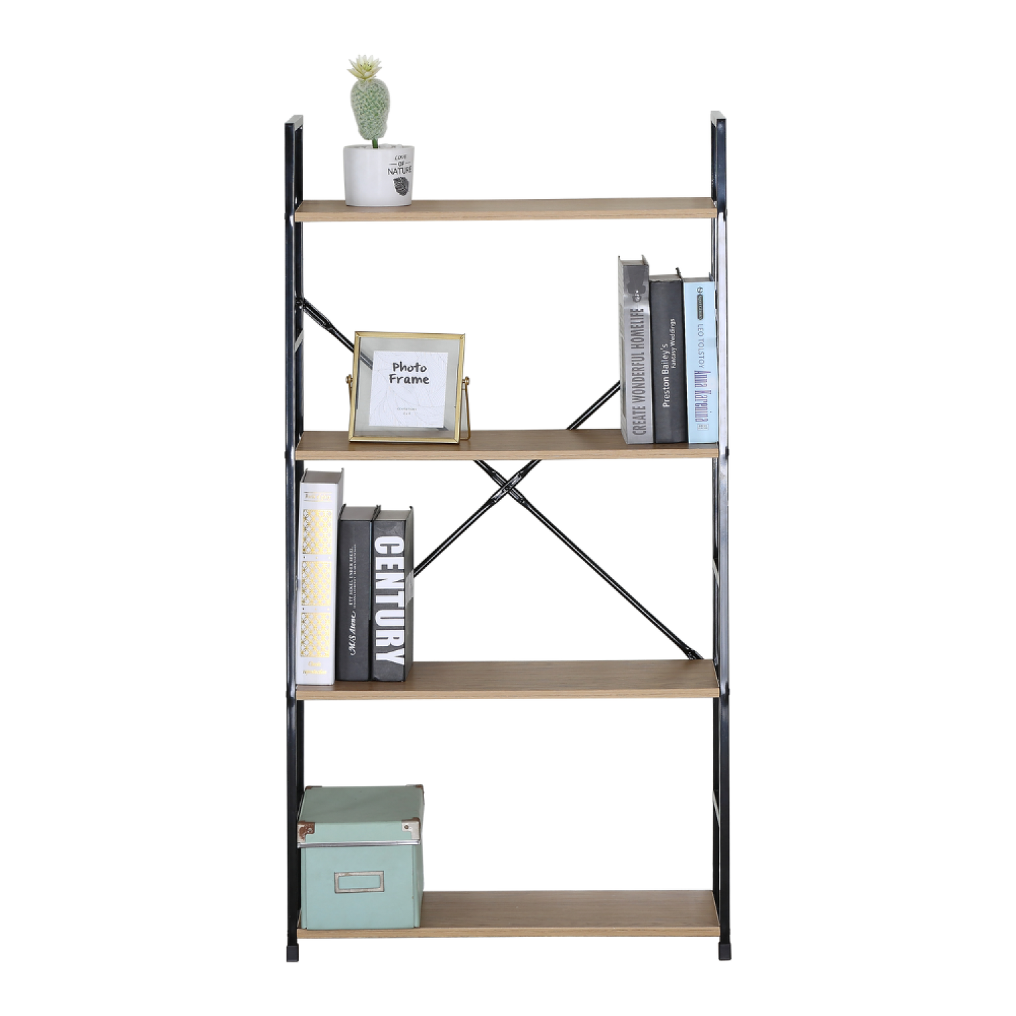 Voir la diapositive 5 : CONCEPT USINE Etagère 4 rangements 112 cm bois et noir tyda