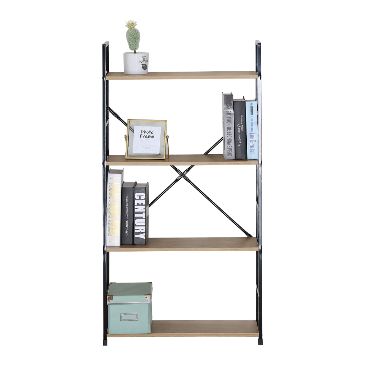 CONCEPT USINE Etagère 4 rangements 112 cm chêne et noir TYDA