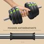 Voir la diapositive 6 : HOMCOM Haltères 2 en 1 réglables - haltères libres 30 Kg - barres incluses - entraînement musculaire & haltérophilie - noir vert