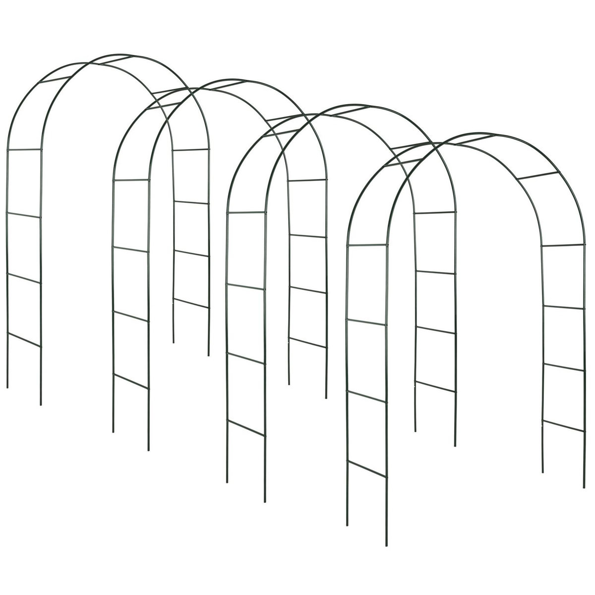 tectake Lot de 4 arches de jardin à roses en acier vert