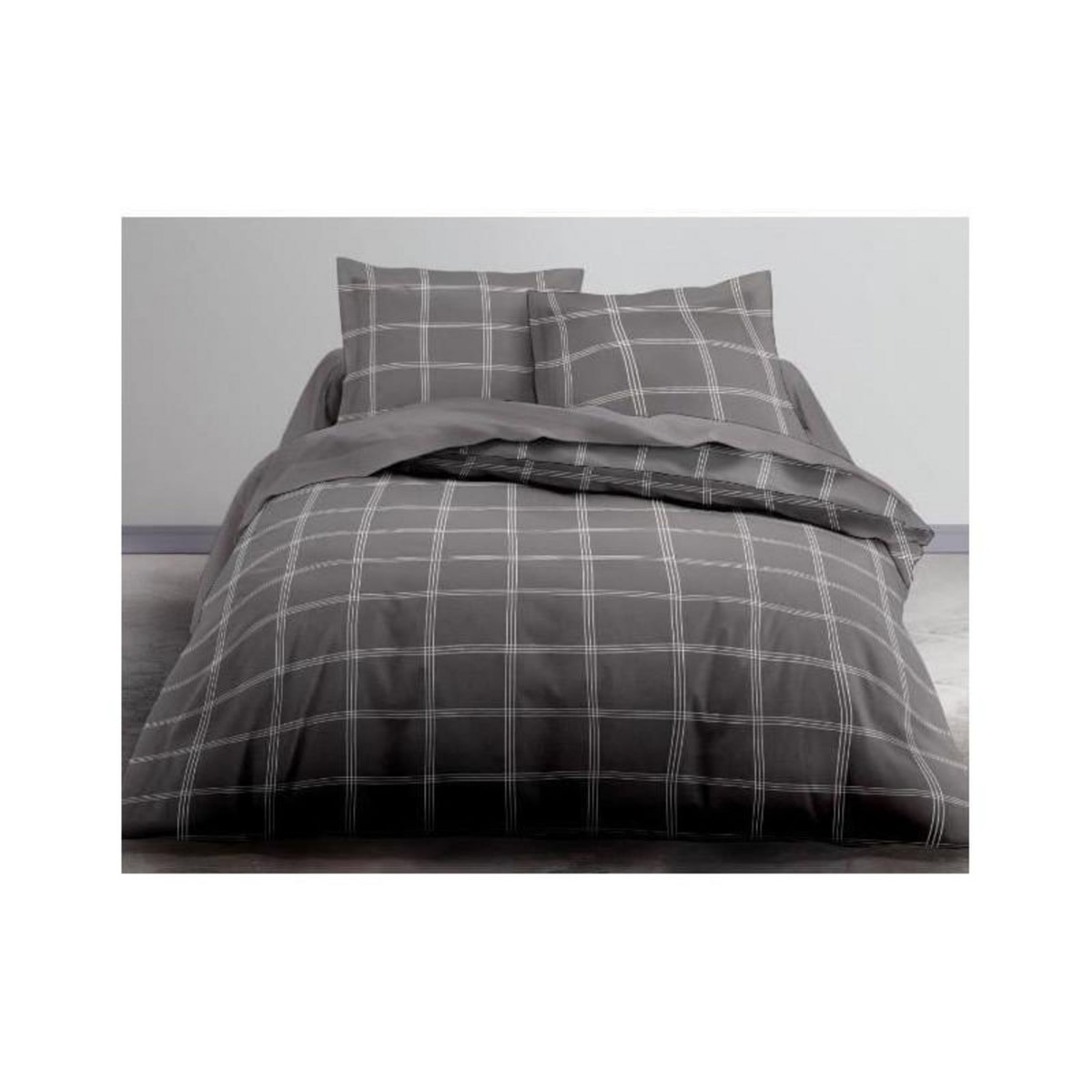 Today TODAY Parure de lit Mawira 1.8 - 1 housse de couette 240 x 260 cm et 2 taies doreiller 63 x 63 cm - 100% coton - Gris TODAY