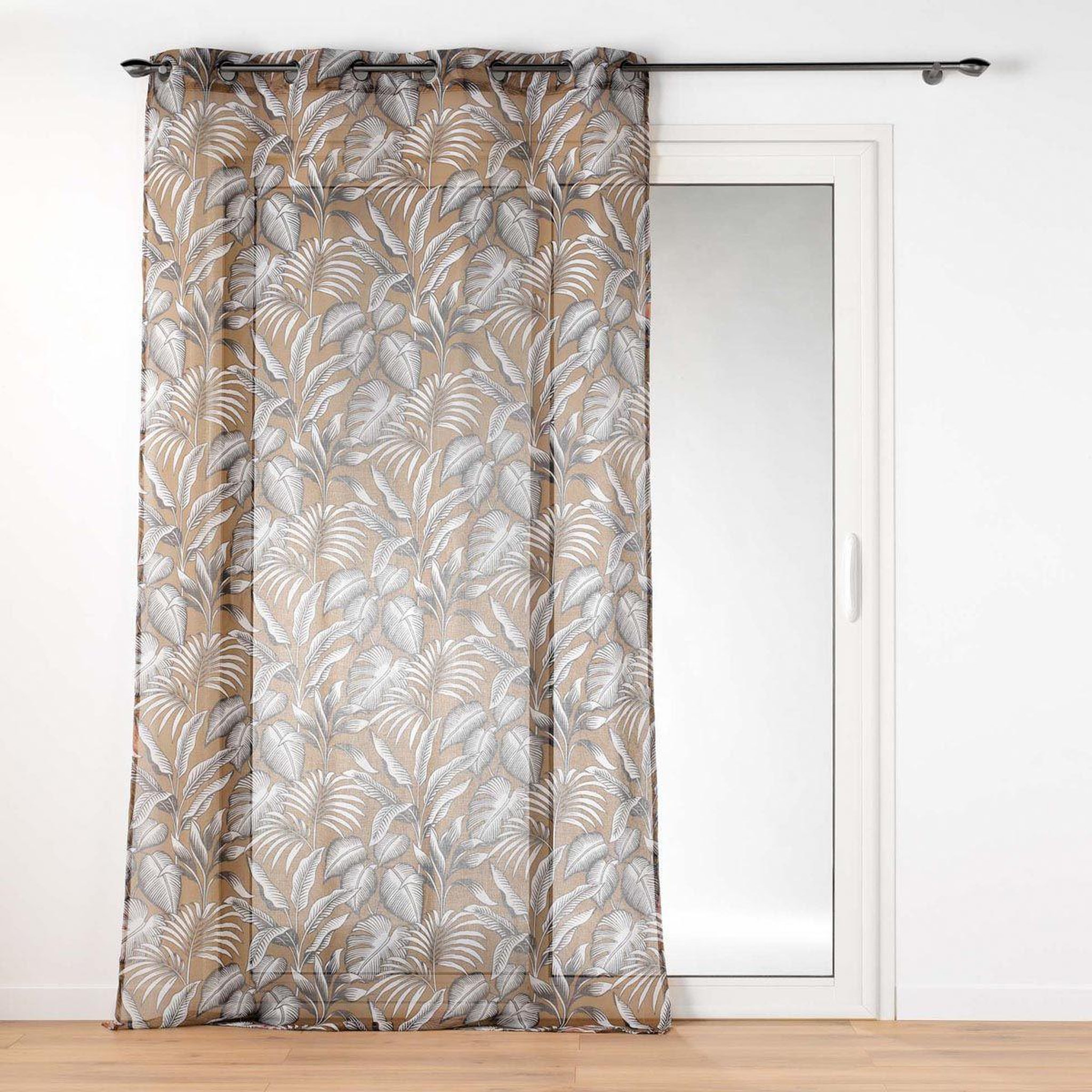 Douceur d'Intérieur Rideau voilage à œillets imprimé  cabana  140x240cm camel
