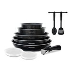 Arthur Martin Batterie de cuisine 10 pieces Arthur Martin - Aluminium - Tous feux sauf induction - Noir