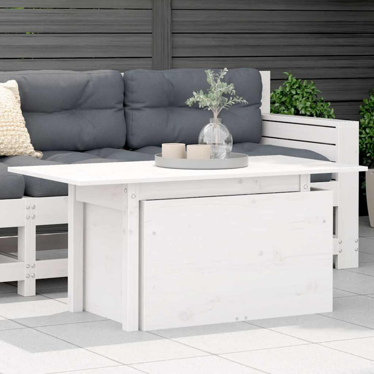 VIDAXL Table de jardin blanc 100x50x75 cm bois massif de pin