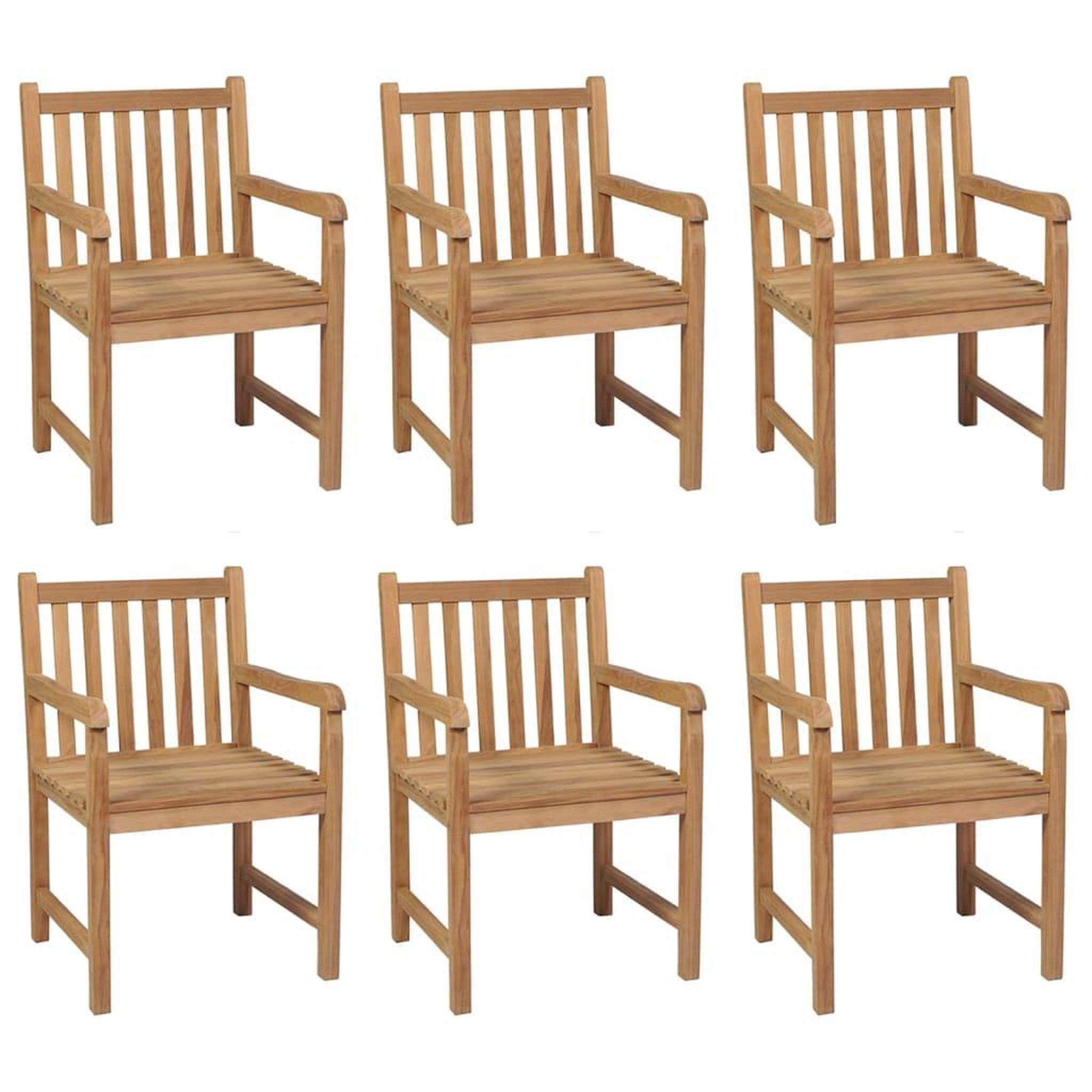 Voir la diapositive 2 : VIDAXL Chaises de jardin lot de 6 et coussins blanc creme Teck solide