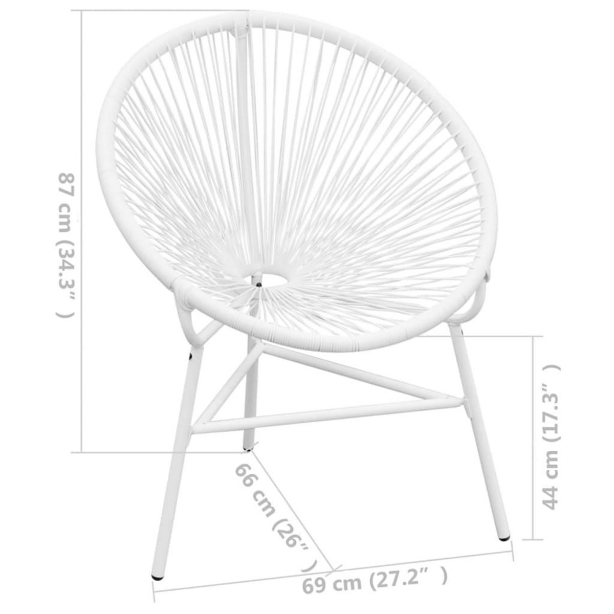 VIDAXL Chaise de jardin en corde forme de lune resine tressee blanc