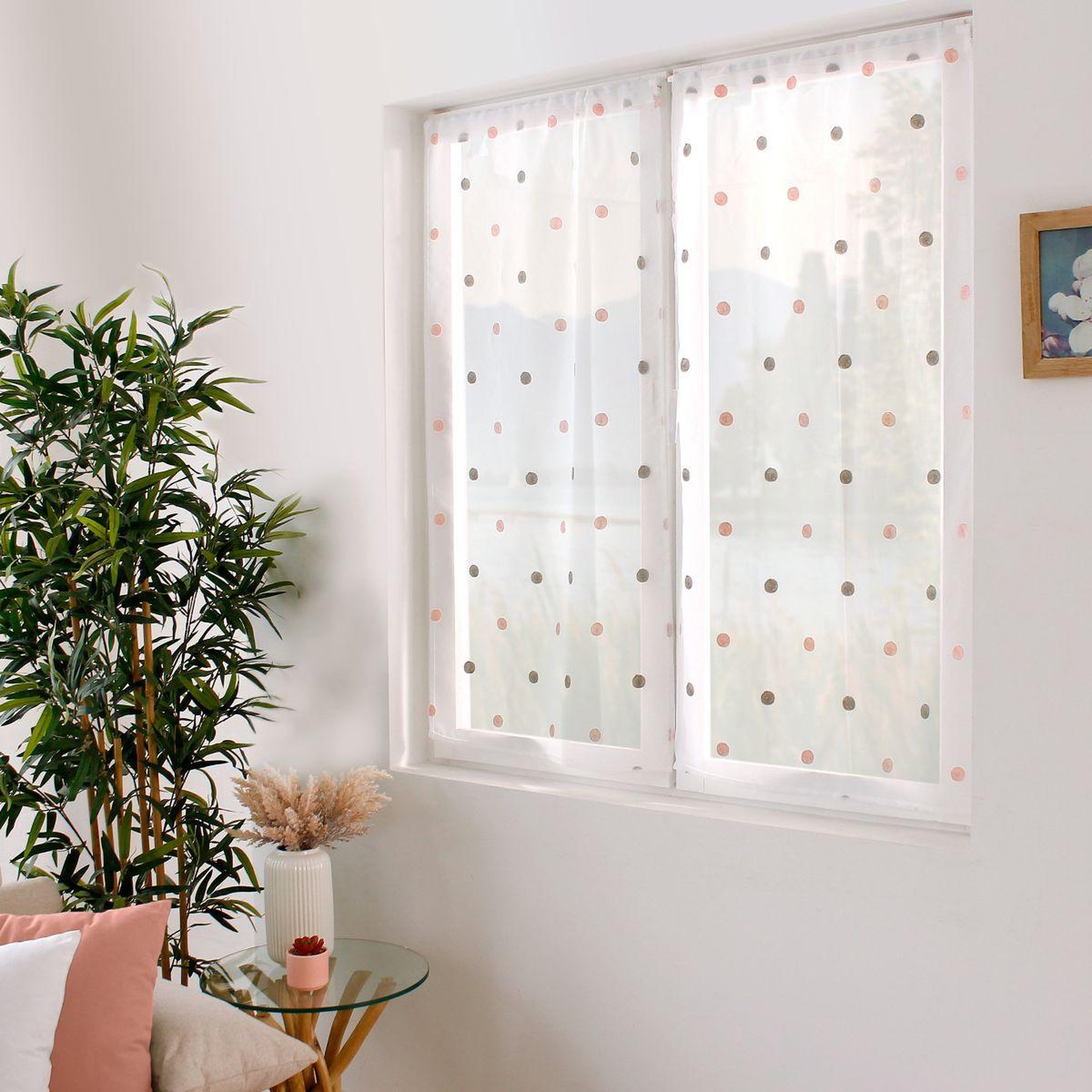 ENJOY HOME Paire de voilages  smarties  60x120cm gris & rose