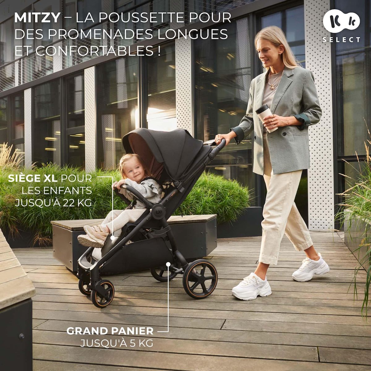 KINDERKRAFT Poussette compacte avec suspension et protection UPF50+ pour bébé
