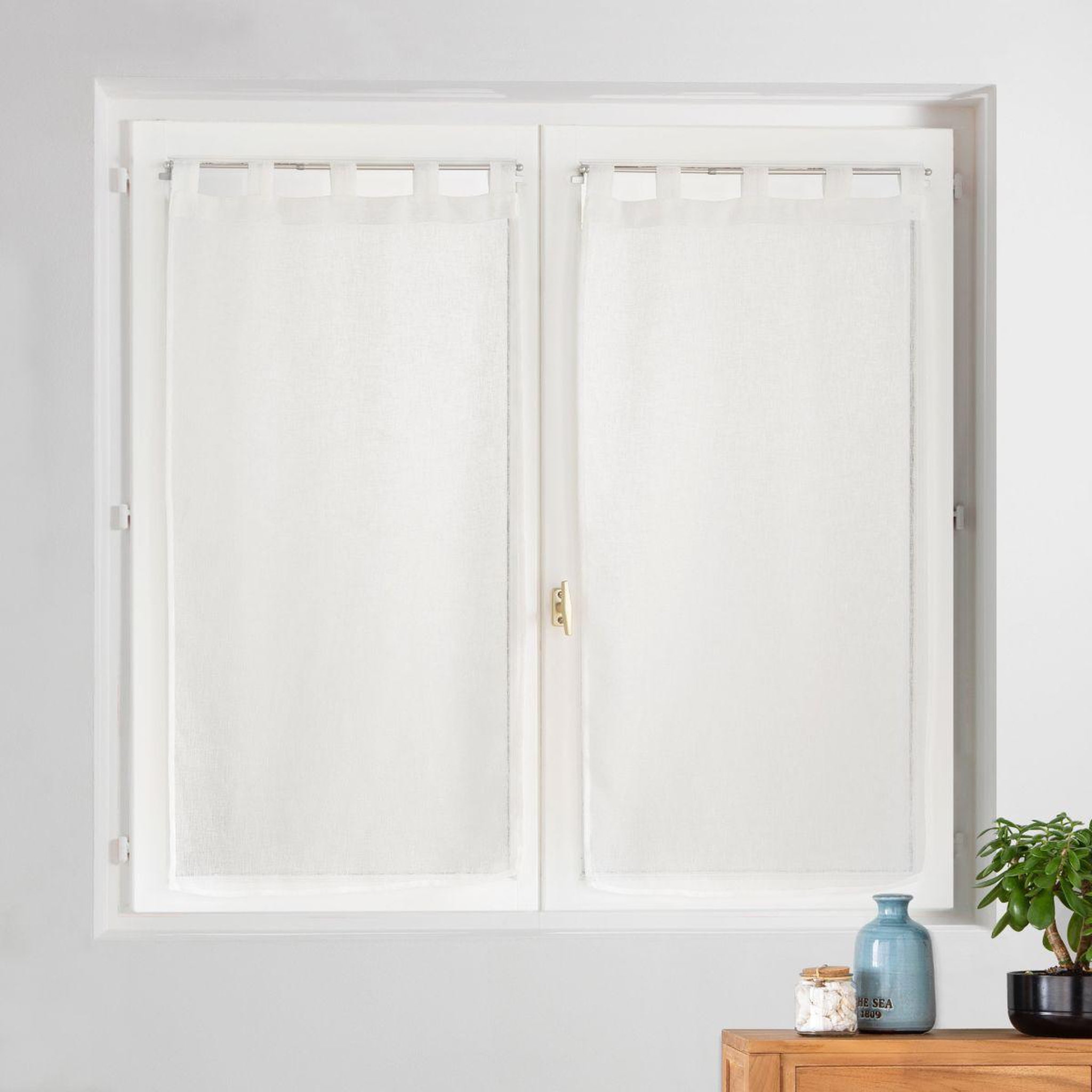 Voir la diapositive 3 : Douceur d'Intérieur Paire de voilages à passants  carlin  60x160cm naturel