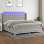 Voir la diapositive 1 : VIDAXL Sommier a lattes de lit matelas LED Gris clair 200x200 cm Tissu