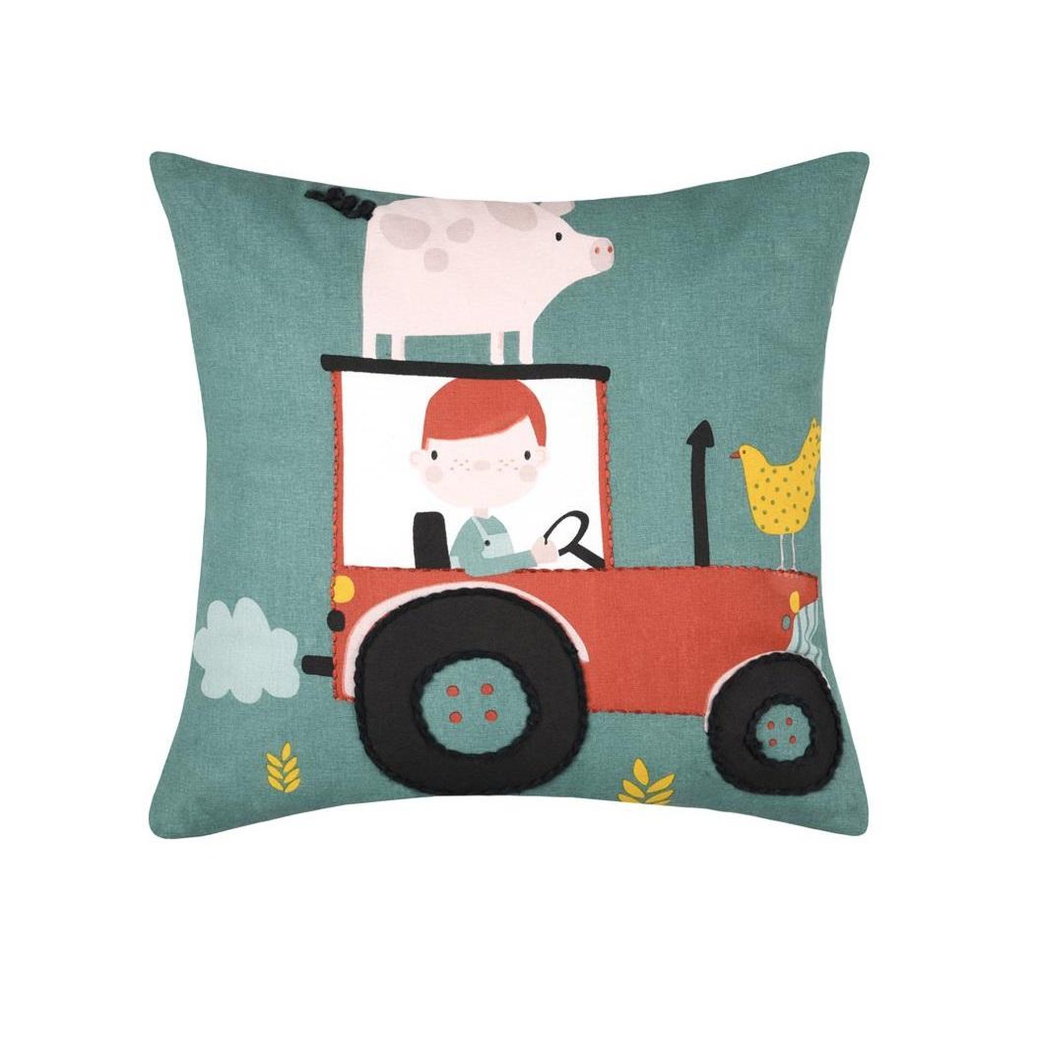 Eden Coussin en coton tom a la ferme. Coloris disponibles : Vert