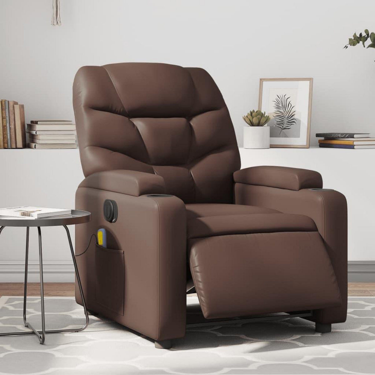 VIDAXL Fauteuil de massage inclinable electrique marron similicuir