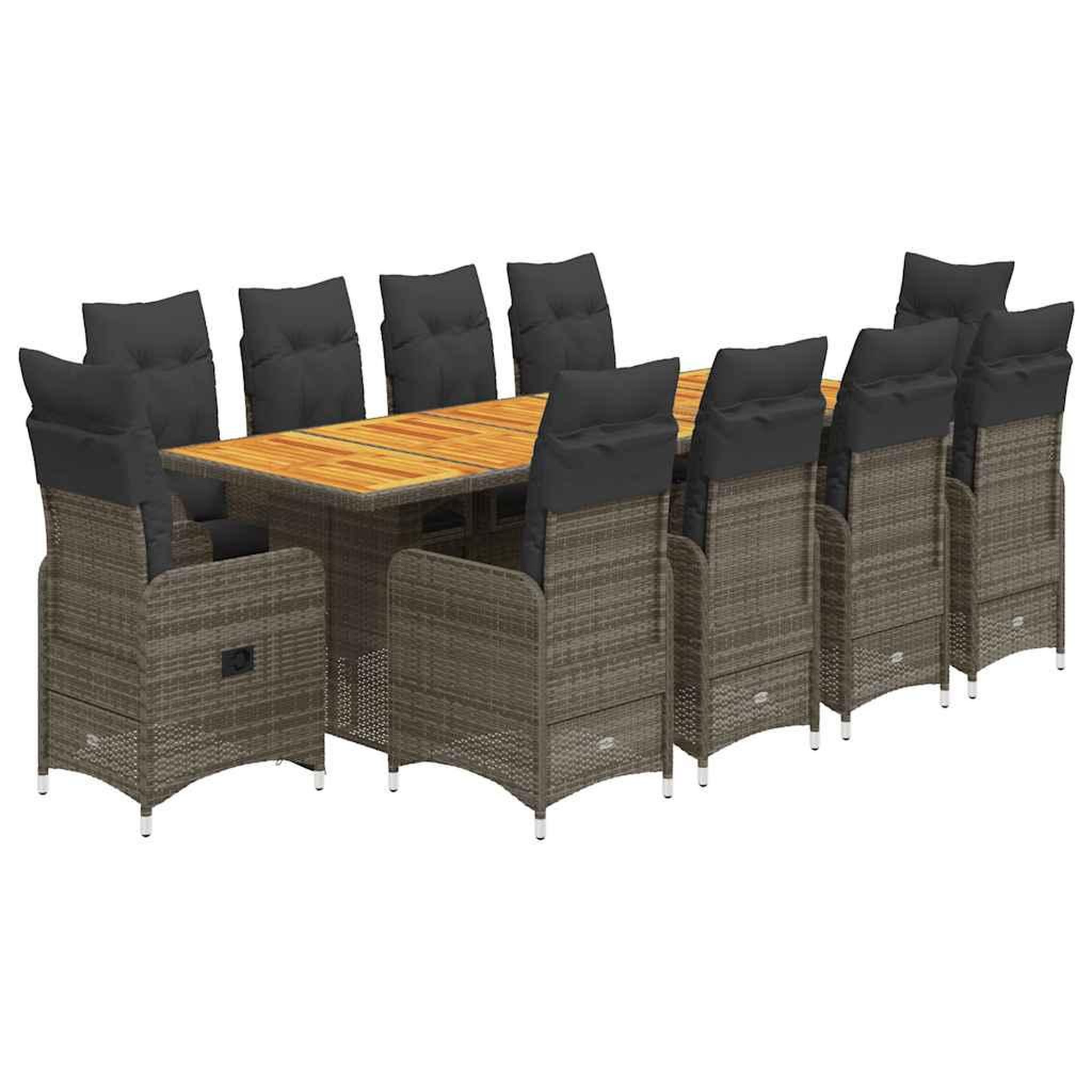 Voir la diapositive 2 : VIDAXL Ensemble de bistro de jardin 11 pcs coussins gris poly rotin