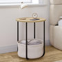 Voir la diapositive 2 : ID MARKET Lot de 2 tables de chevet, tables d'appoint, bout de canapé DETROIT rondes avec panier en tissu design industriel