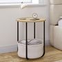 Voir la diapositive 2 : ID MARKET Lot de 2 tables de chevet, tables d'appoint, bout de canapé DETROIT rondes avec panier en tissu design industriel