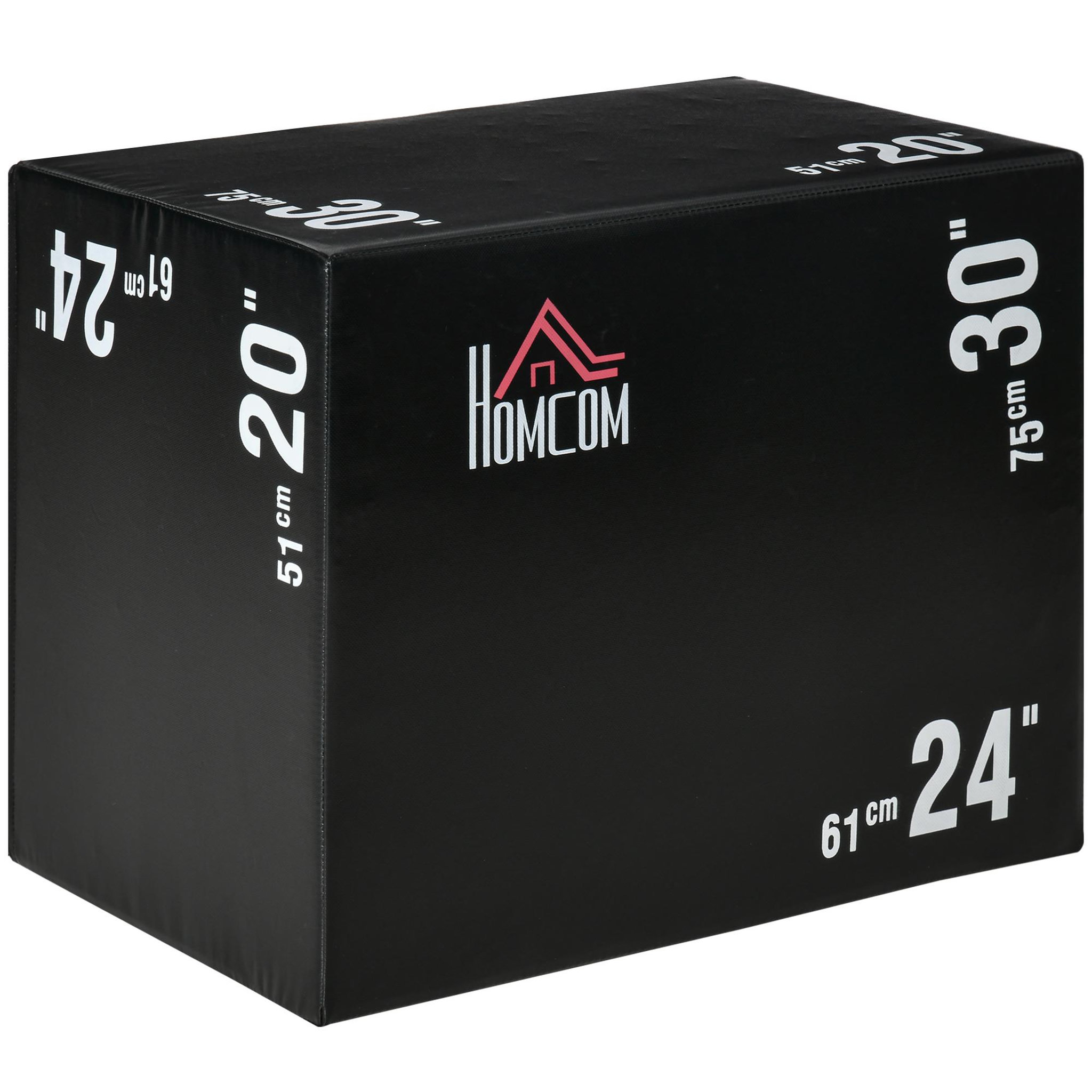 Voir la diapositive 1 : HOMCOM Box jump - box de pliométrie - boite de saut - 3 hauteurs 51/61/76H cm - charge max. 120 Kg - mousse revêtement PE noir