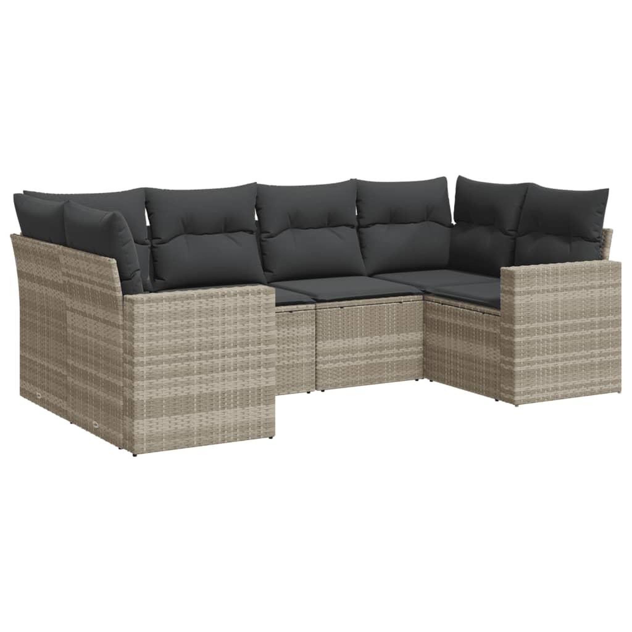 Voir la diapositive 2 : VIDAXL Salon de jardin 6 pcs avec coussins gris clair resine tressee