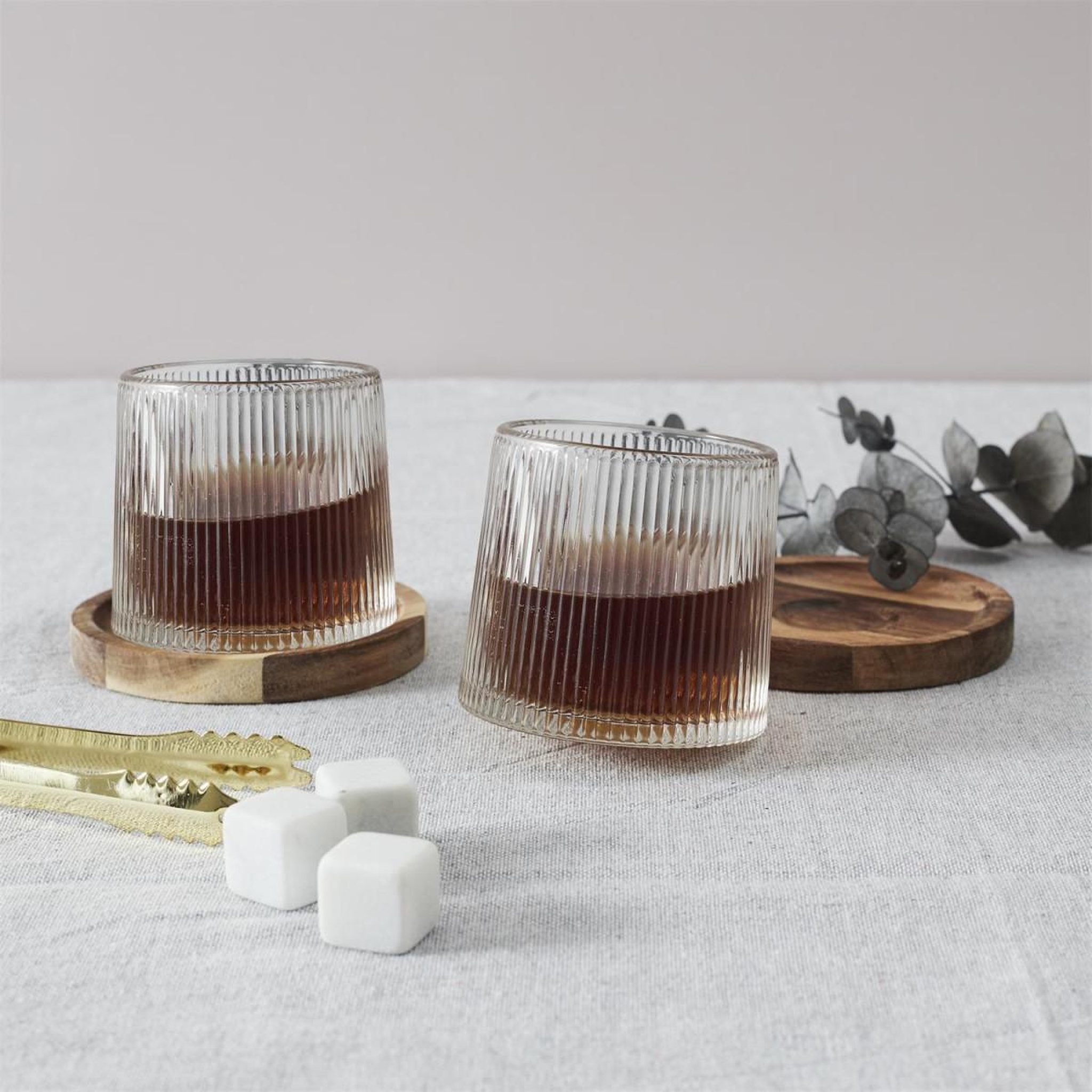 Voir la diapositive 3 : The Home Deco Factory Lot de 2 verres à whisky  support  16cl transparent