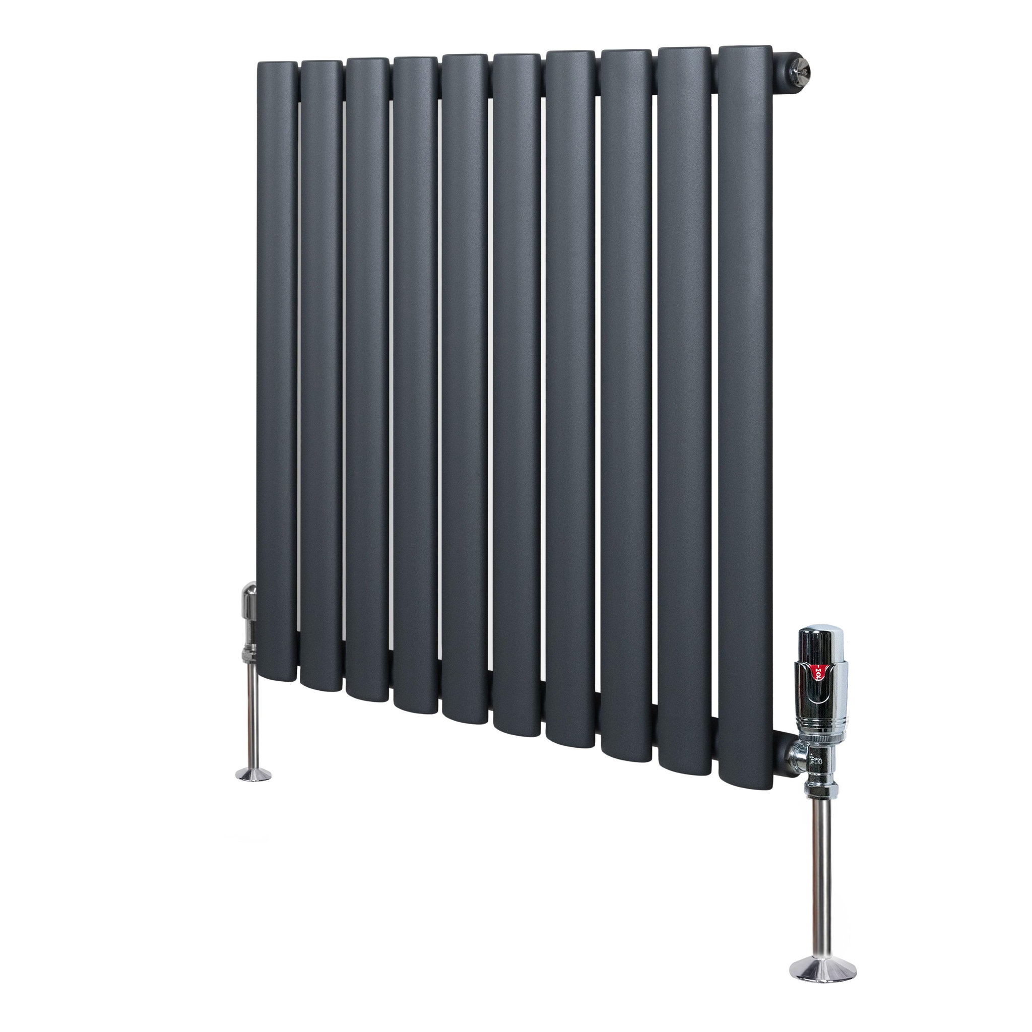 Voir la diapositive 1 : MONSTERSHOP Radiateur à colonnes ovales & vannes, 1 panneau - 600 x 600 mm
