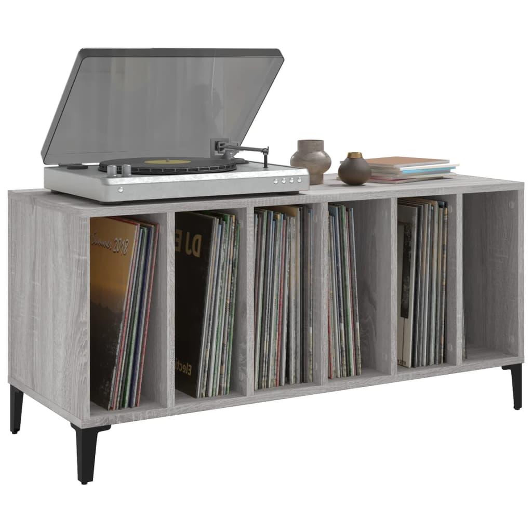 Voir la diapositive 4 : VIDAXL Armoire a disques sonoma gris 100x38x48 cm bois d'ingenierie