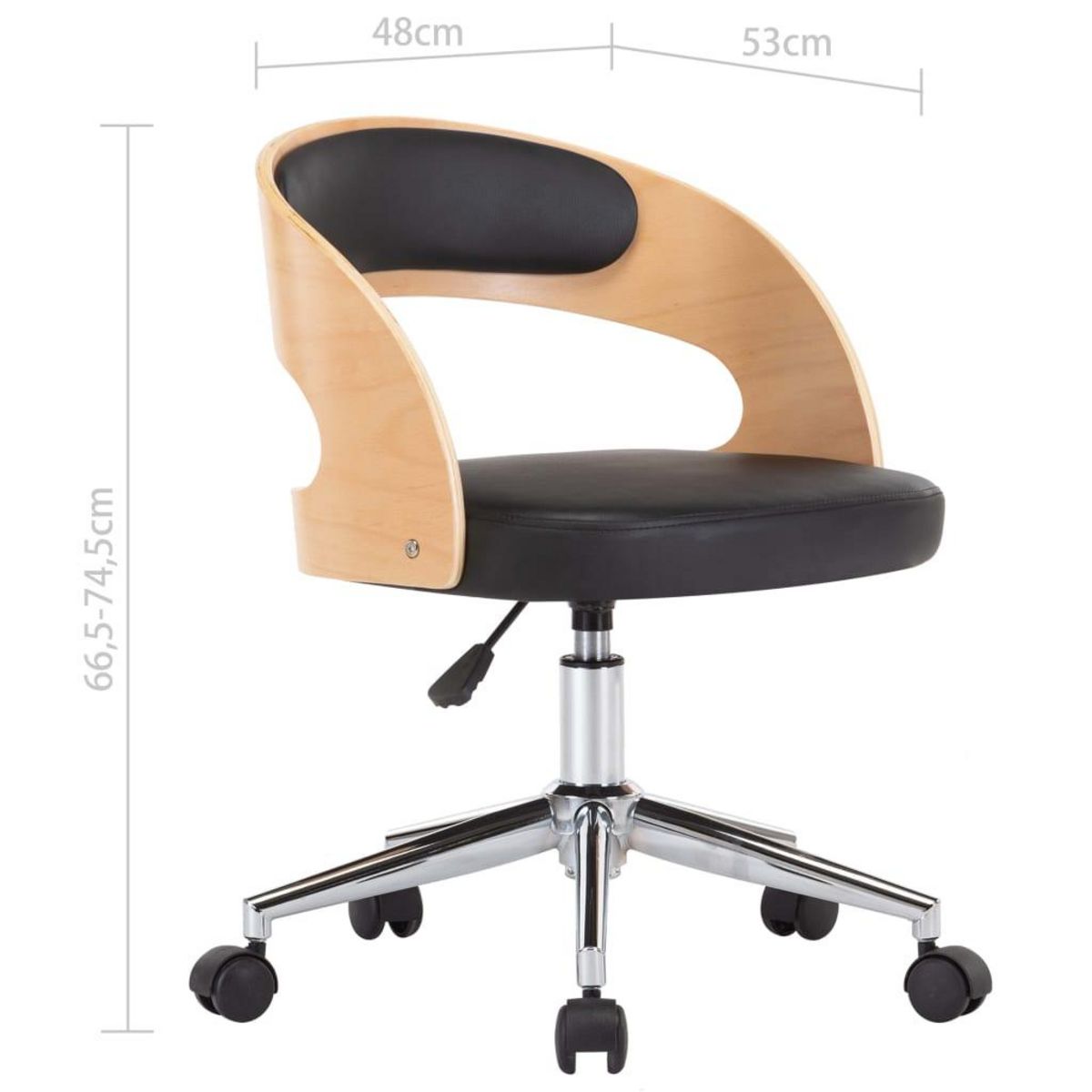 VIDAXL Chaise pivotante de bureau Noir Bois courbe et similicuir