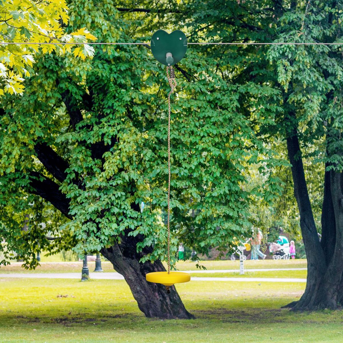 OUTSUNNY Kit complet tyrolienne 25 m - câble épais, poulie, poignées antidérapantes, assise PE - accessoires inclus