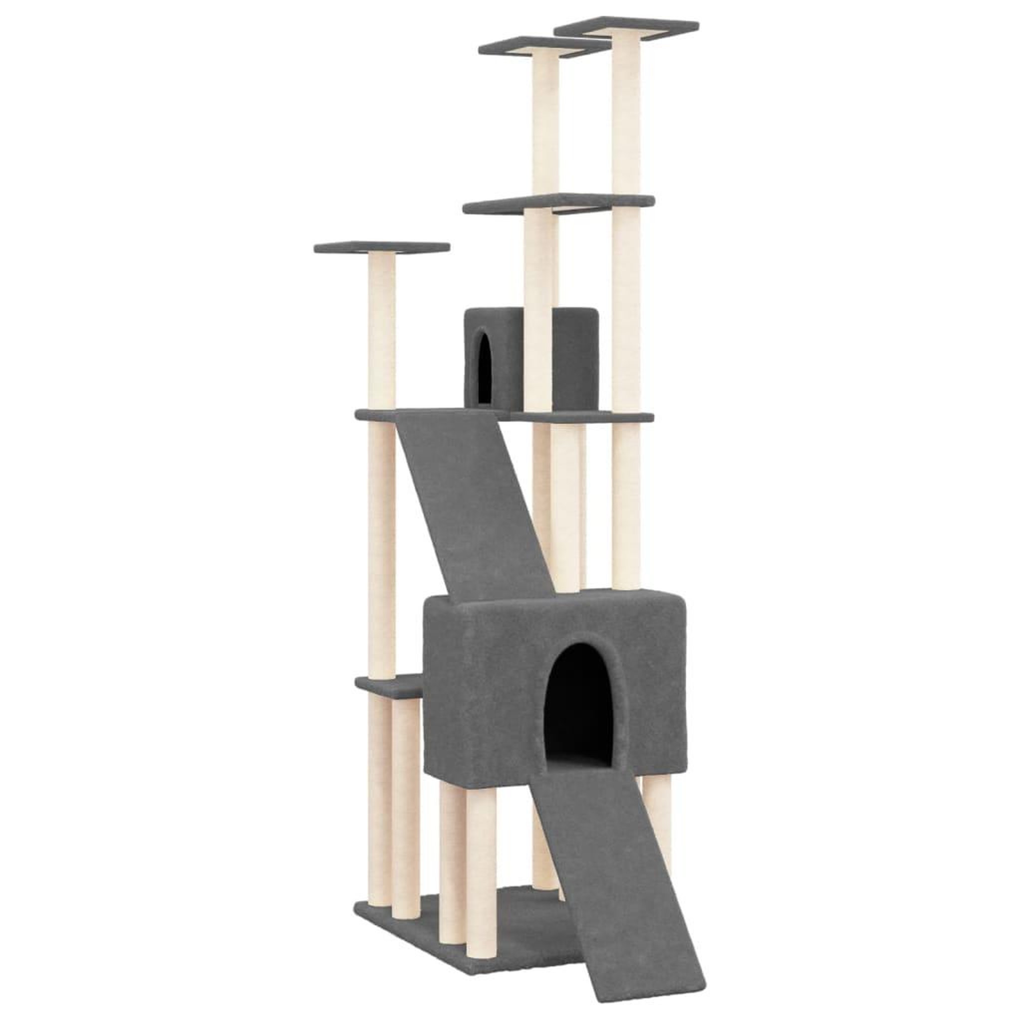 Voir la diapositive 2 : VIDAXL Arbre a chat avec griffoirs en sisal Gris fonce 190 cm