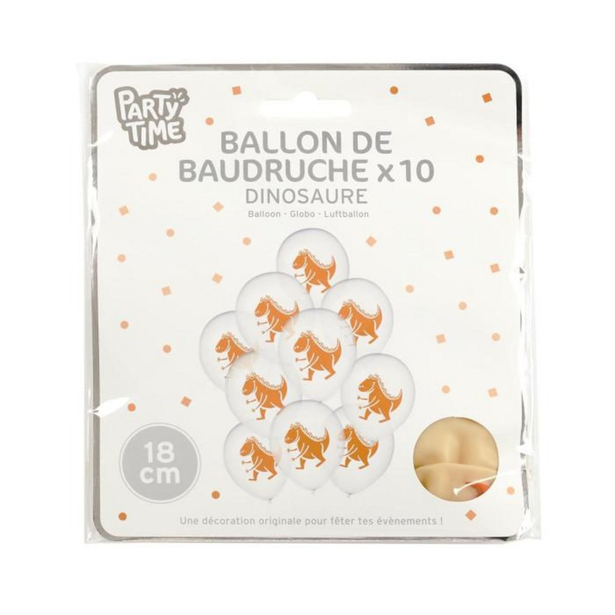 Paris Prix Lot de 10 Ballons de Baudruche  Dinosaure  18cm Transparent