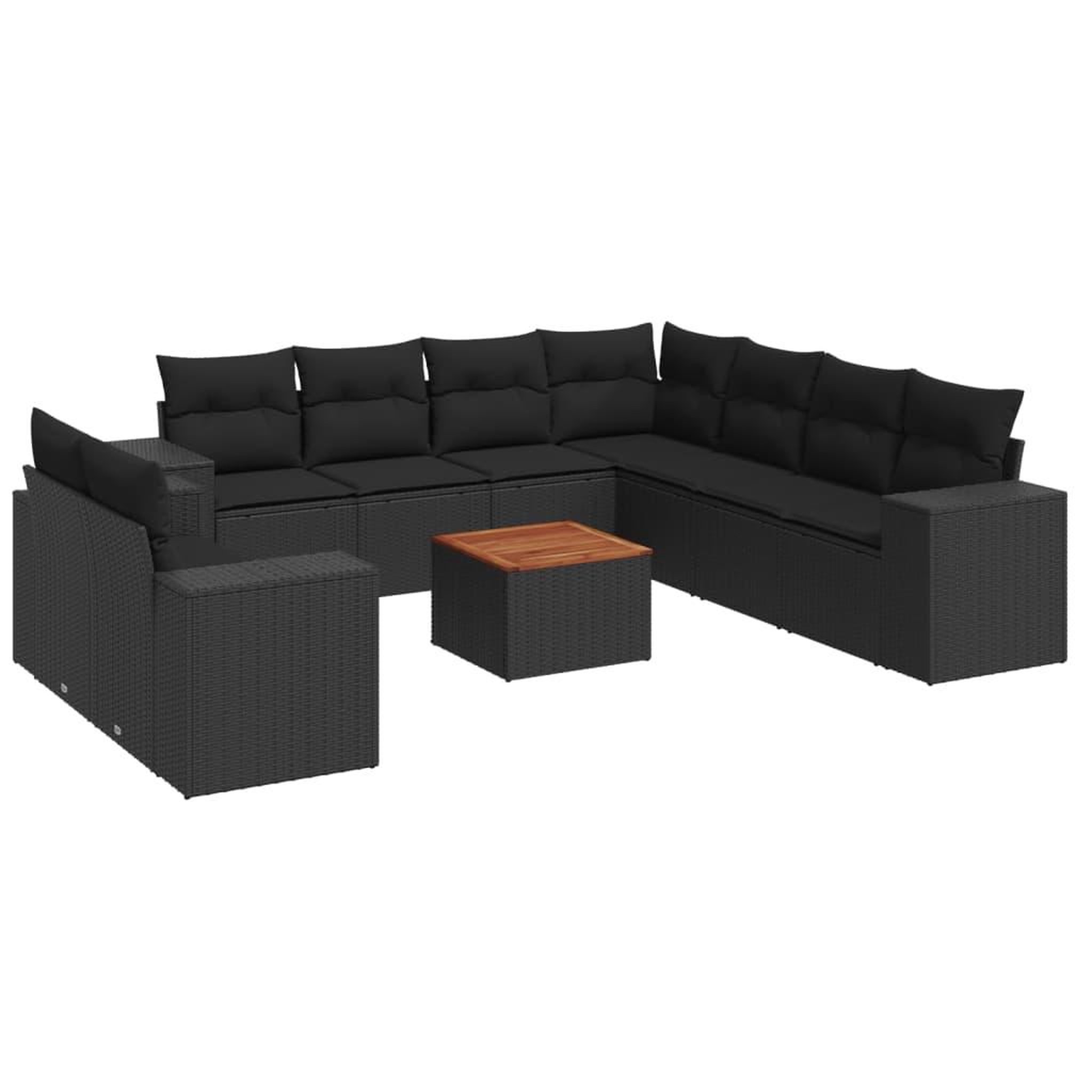 Voir la diapositive 2 : VIDAXL Salon de jardin 10 pcs avec coussins noir resine tressee