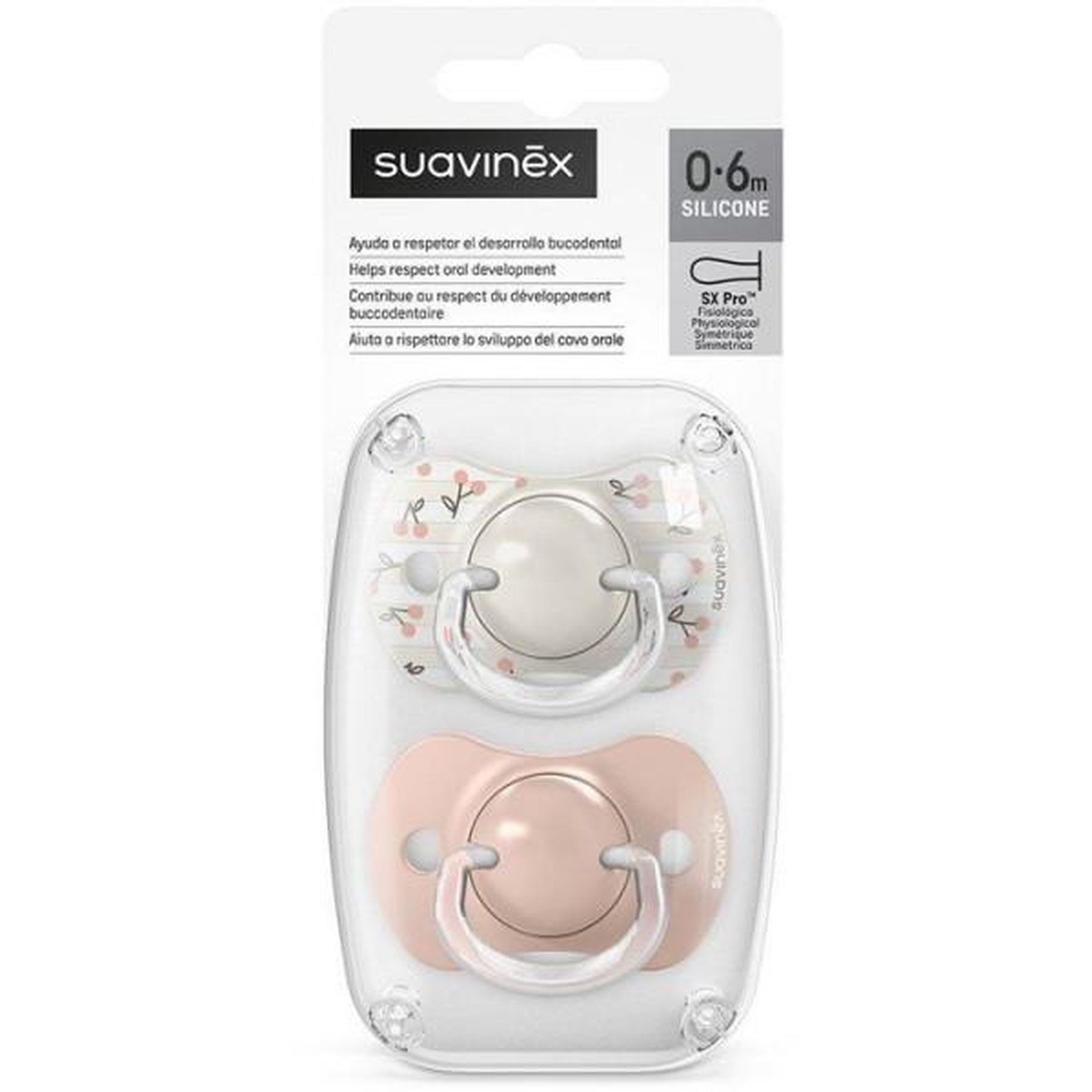 Voir la diapositive 5 : Suavinex Lot de 2 sucettes symétriques - SUAVINEX - Birdies - SX Pro - 0 a 6 mois - Rose