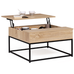 ID MARKET Table basse plateau relevable carrée DETROIT design industriel