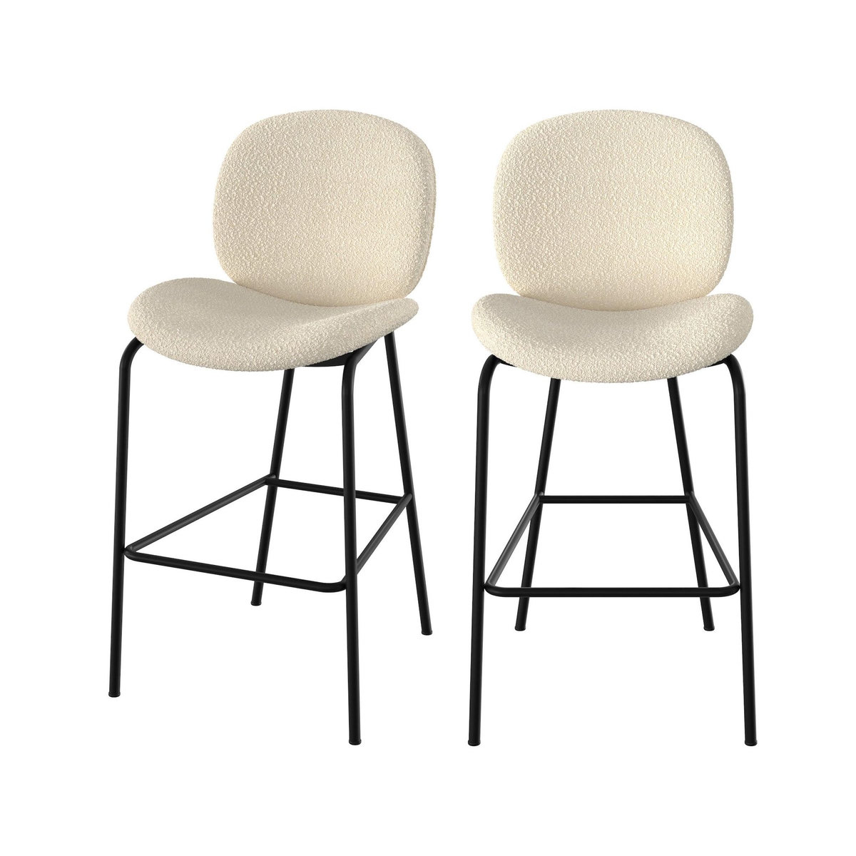 Rendez vous déco Lot de 2 chaises pour îlot central en tissu bouclé beige 63,5 cm - Iris