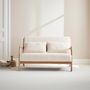 Voir la diapositive 2 : SWEEEK Banquette 2 places scandinave en bois et tissu bouclette. Lorens. L 124 x P 83 x H 77cm
