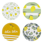 Paris Prix Lot de 4 Dessous de Verre  Bain de Soleil  10cm Vert & Jaune