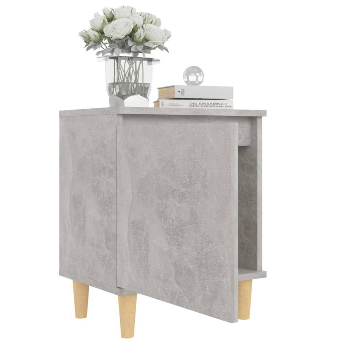 VIDAXL Table de chevet avec pieds en bois Gris beton 40x30x50 cm