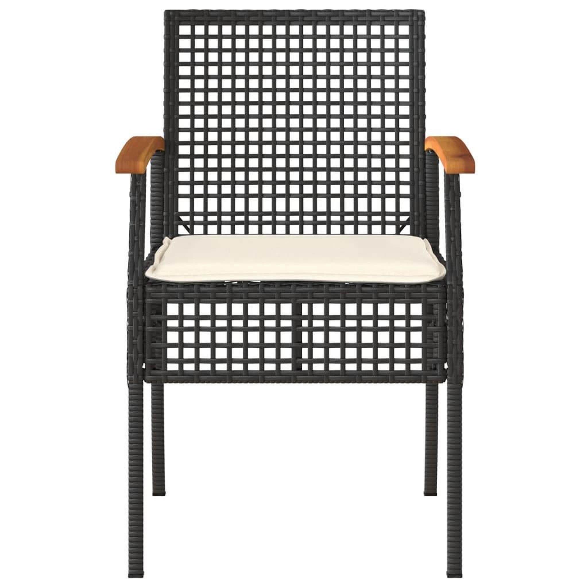 Voir la diapositive 4 : VIDAXL Chaises de jardin coussins lot de 2 noir resine tressee acacia