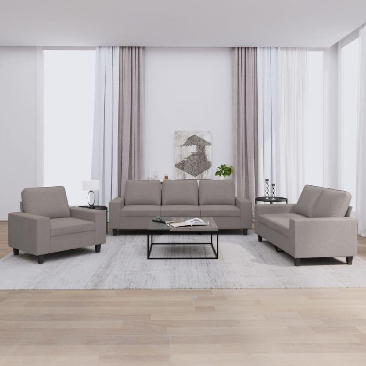 VIDAXL Ensemble de canapes 3 pcs taupe tissu