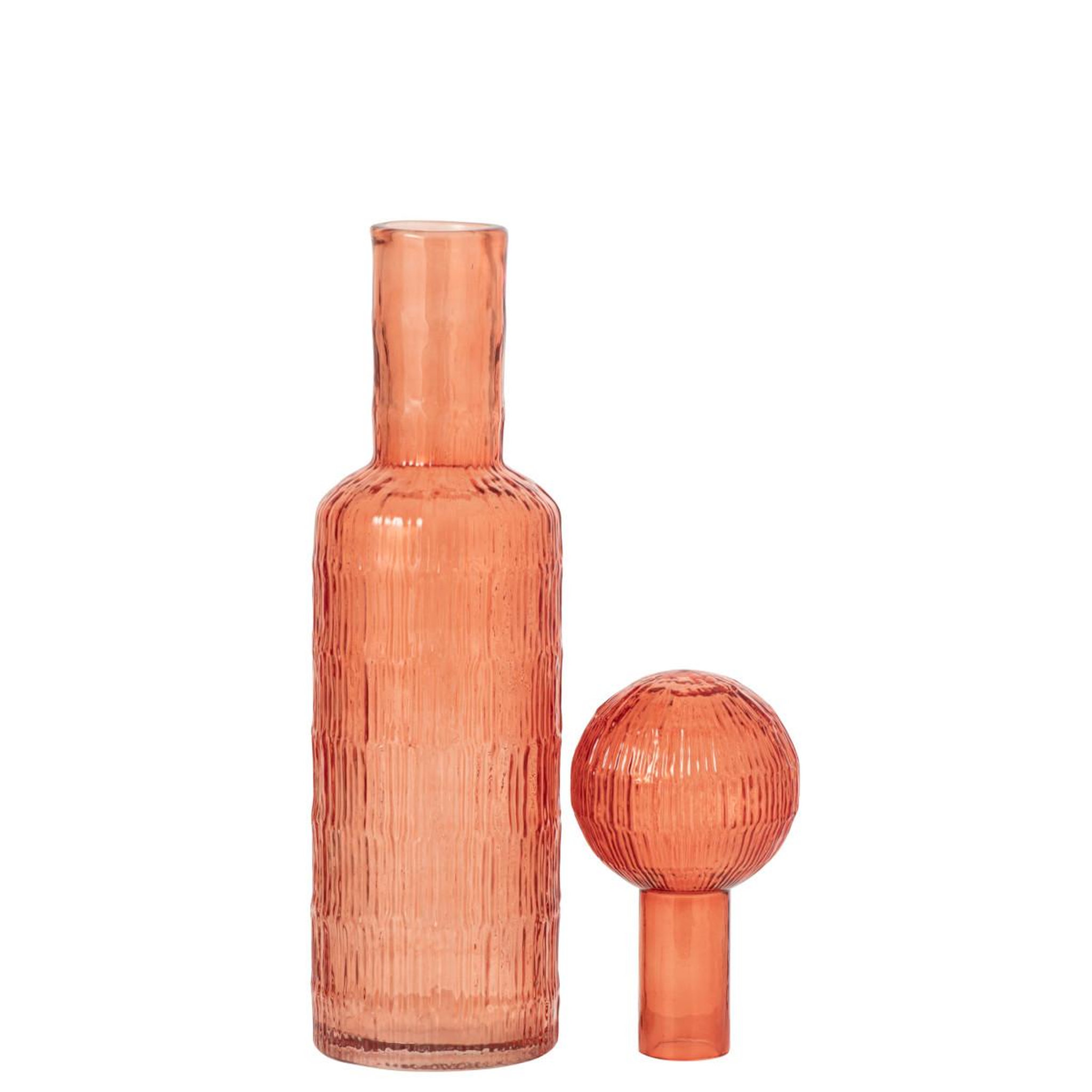 Voir la diapositive 2 : J-LINE Bouteille déco striée en verre  kyoto  54cm orange