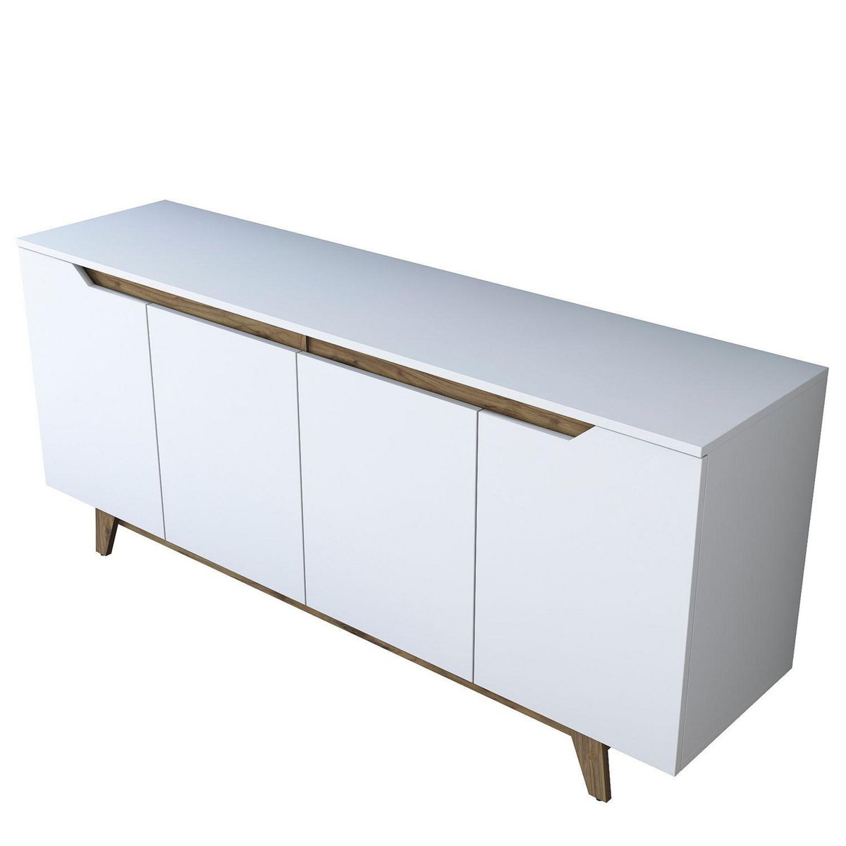 TOILINUX Buffet 4 portes en bois LUCAS - Blanc