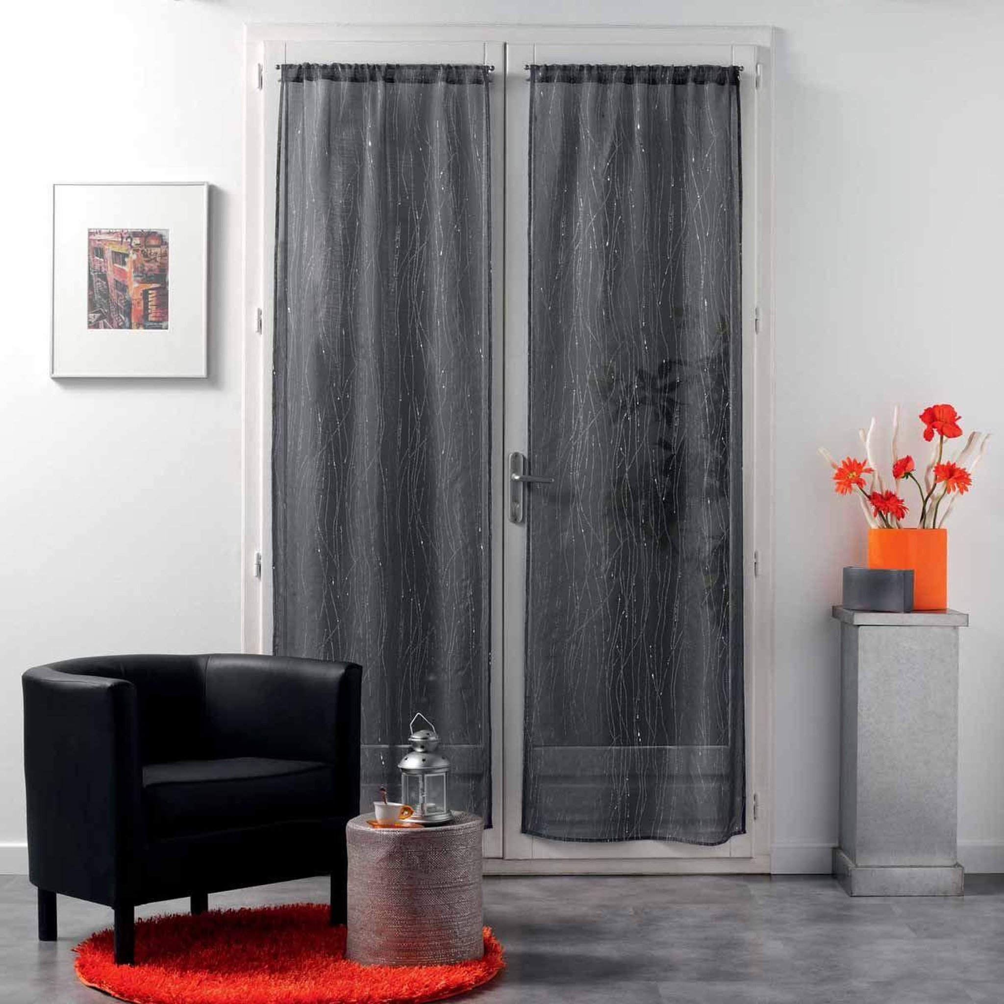 Voir la diapositive 1 : Douceur d'Intérieur Paire de voilages  filiane  70x200cm anthracite