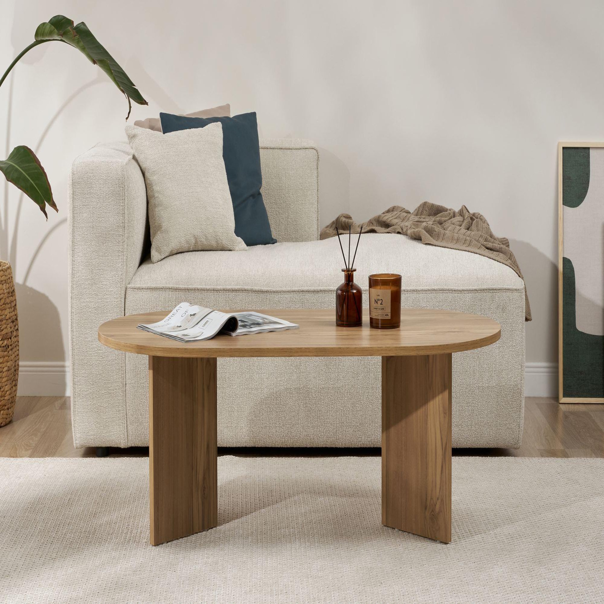 Voir la diapositive 3 : Habitat et Jardin Table basse en bois  sable  - 60 x 119 x 40 cm - chêne