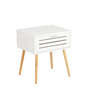 Voir la diapositive 4 : TOILINUX Lot de 2 Tables de chevet Finja avec 1 tiroir en Bambou et MDF - Blanc et bois