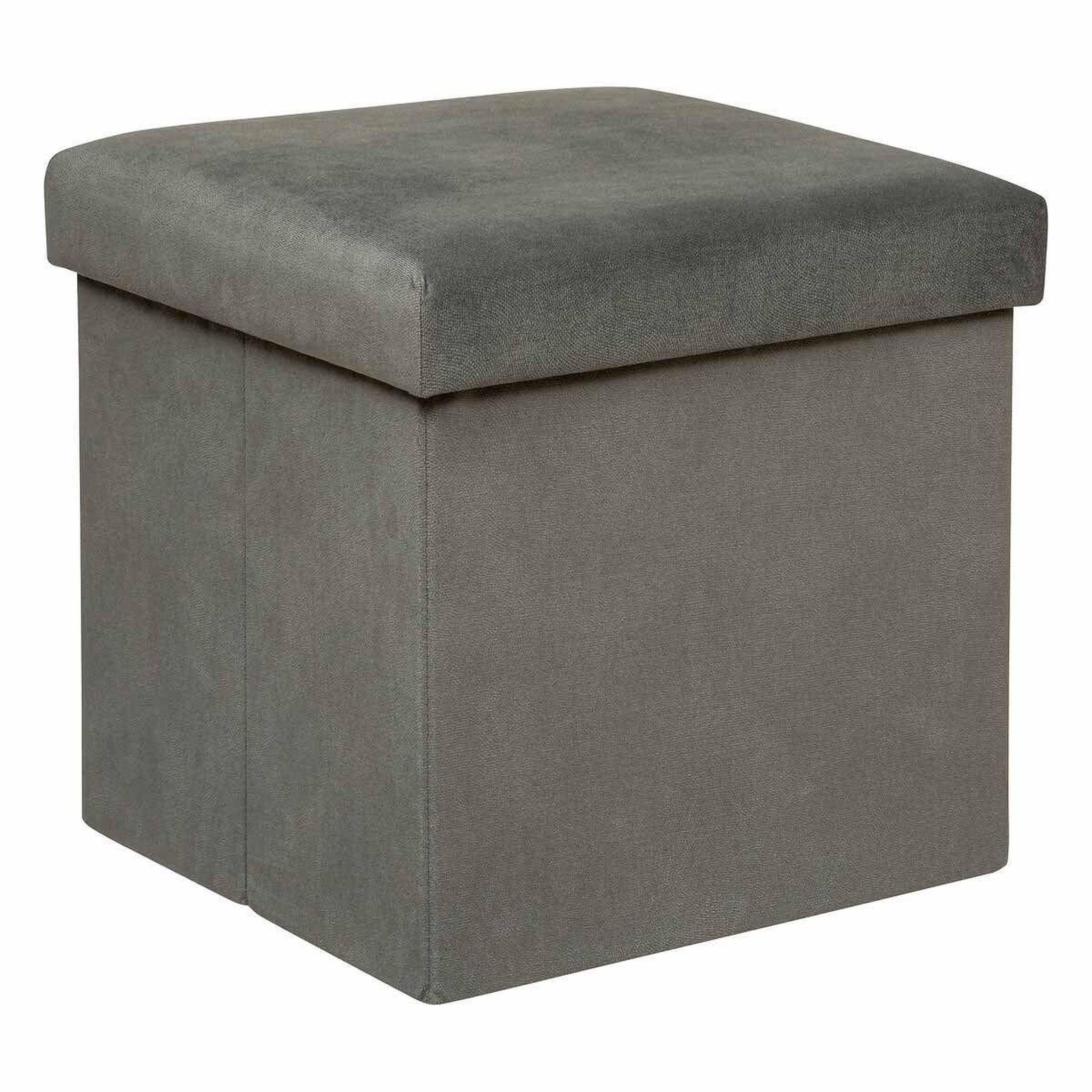ATMOSPHERA Pouf coffre pliable en velours  lilou  38cm gris
