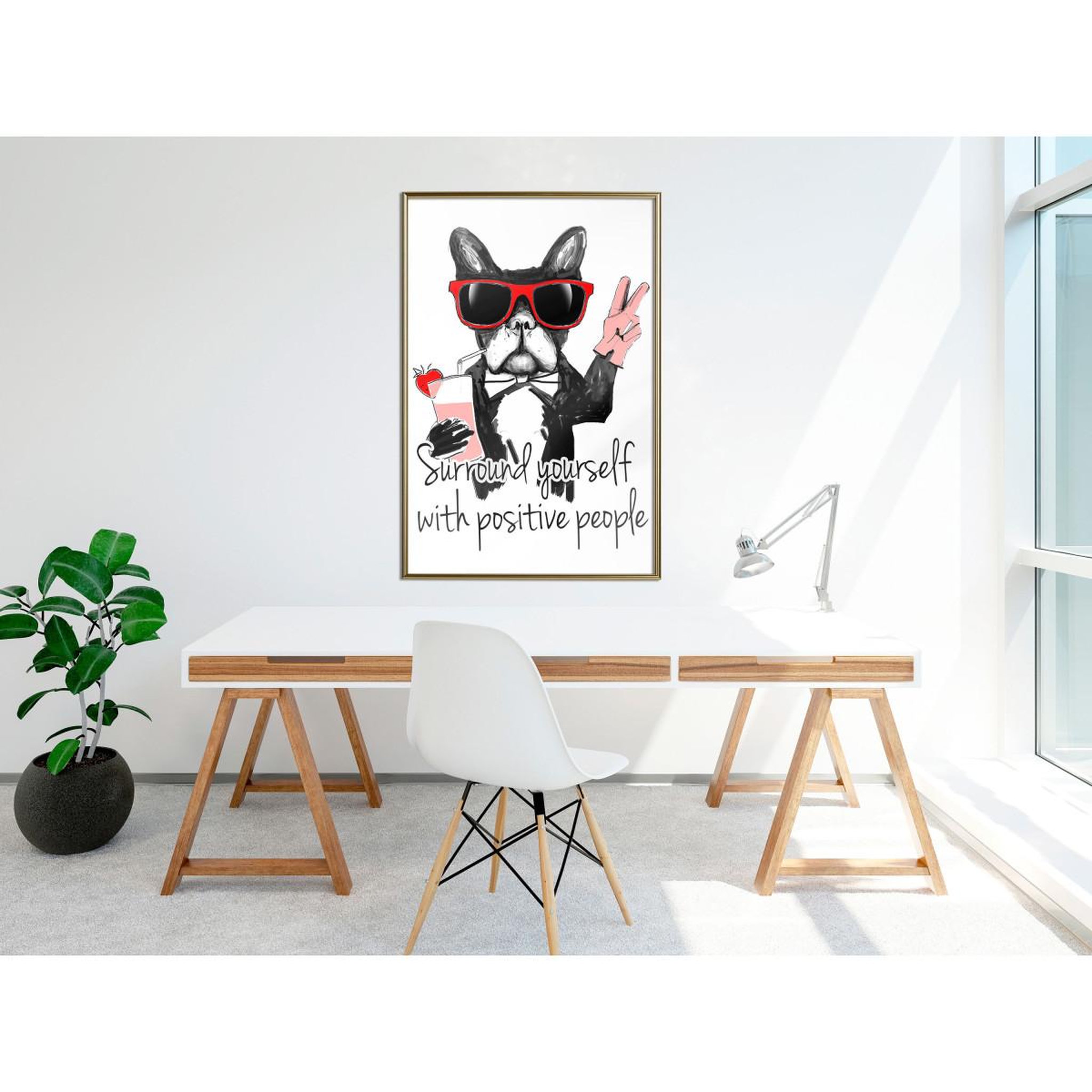 Voir la diapositive 2 : Paris Prix Affiche murale encadrée  positive bulldog