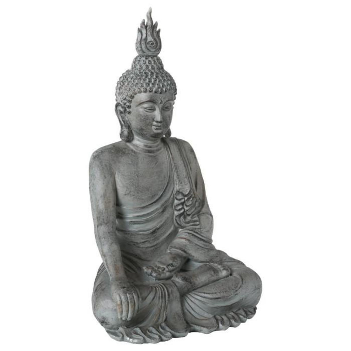 ATMOSPHERA Statue Déco Bouddha Assis 106cm Gris