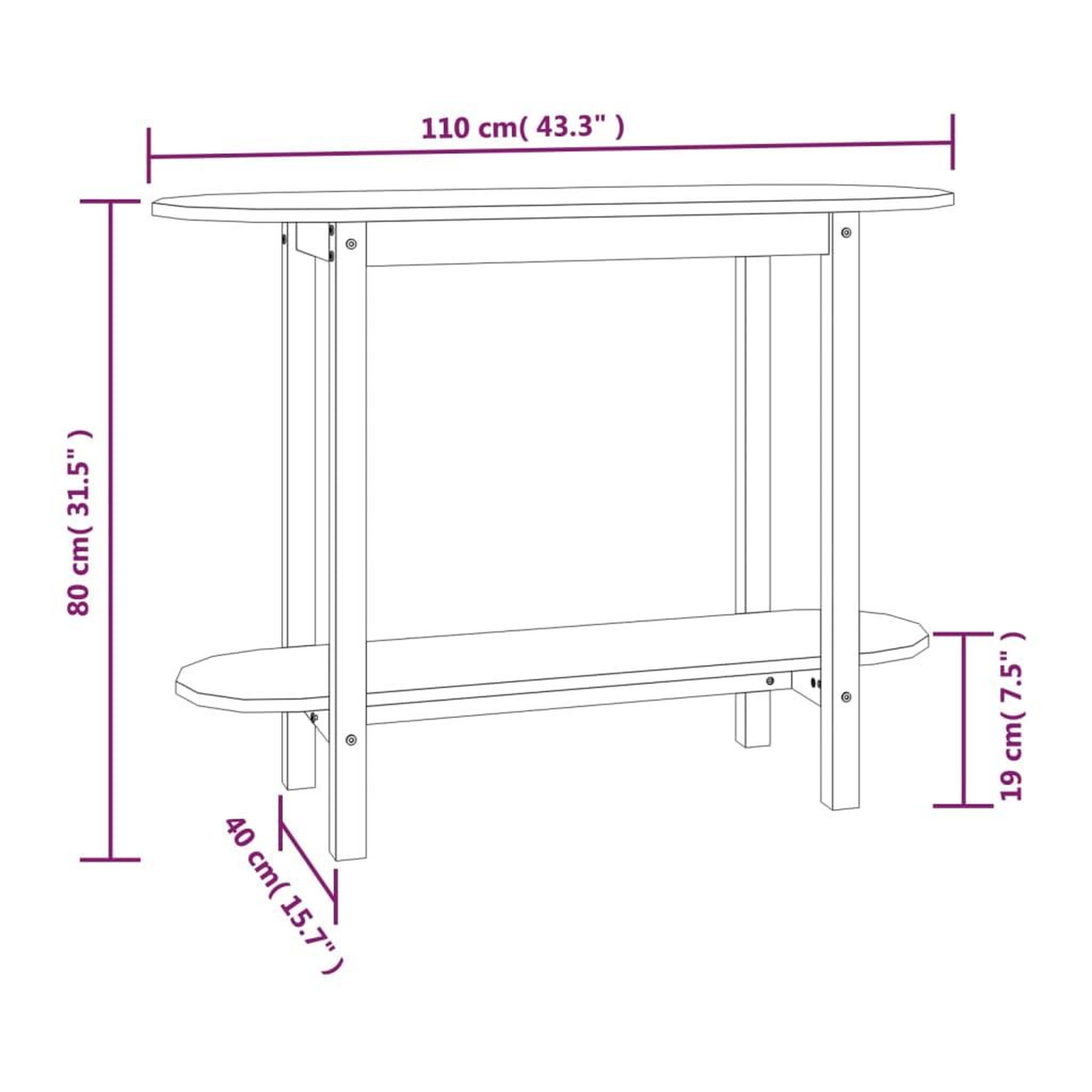 Voir la diapositive 6 : VIDAXL Table console Blanc 110x40x80 cm Bois massif de pin