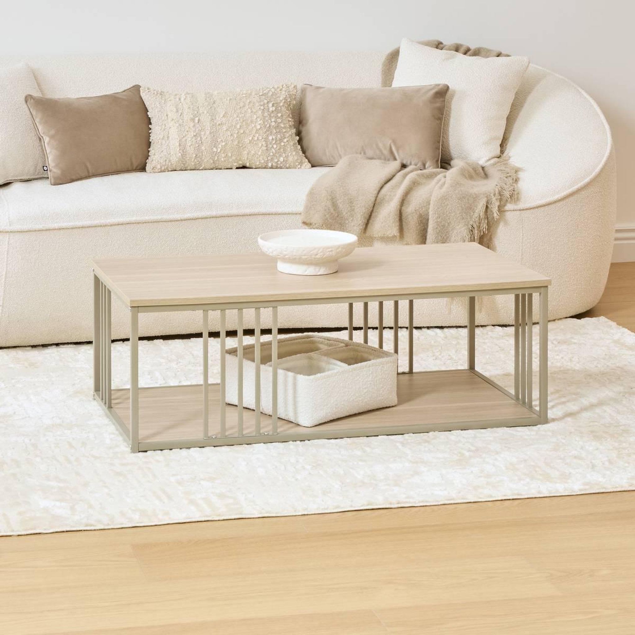 Voir la diapositive 5 : FIVE Table Basse Avec Étagère  Duna  100cm Sable