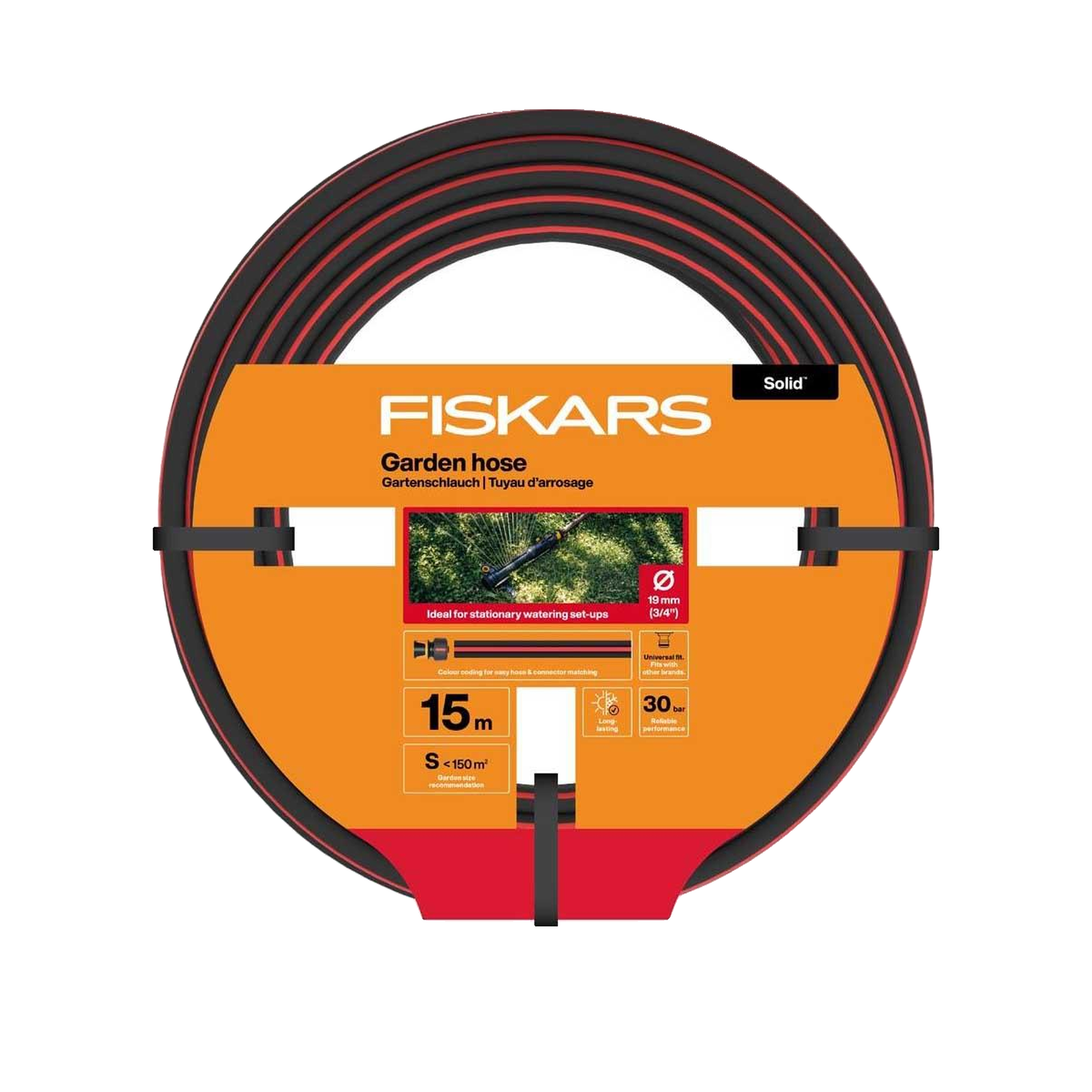 Fiskars Tuyau d'arrosage Fiskars solid 19mm 15m orange