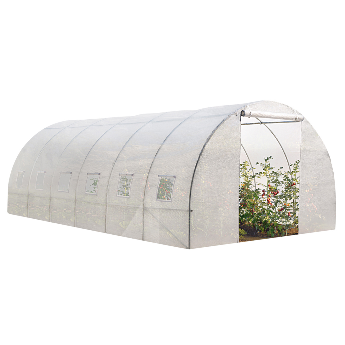 ID MARKET Serre tunnel de jardin 18M² blanche gamme maraîchère CRIMÉE 6x3 M