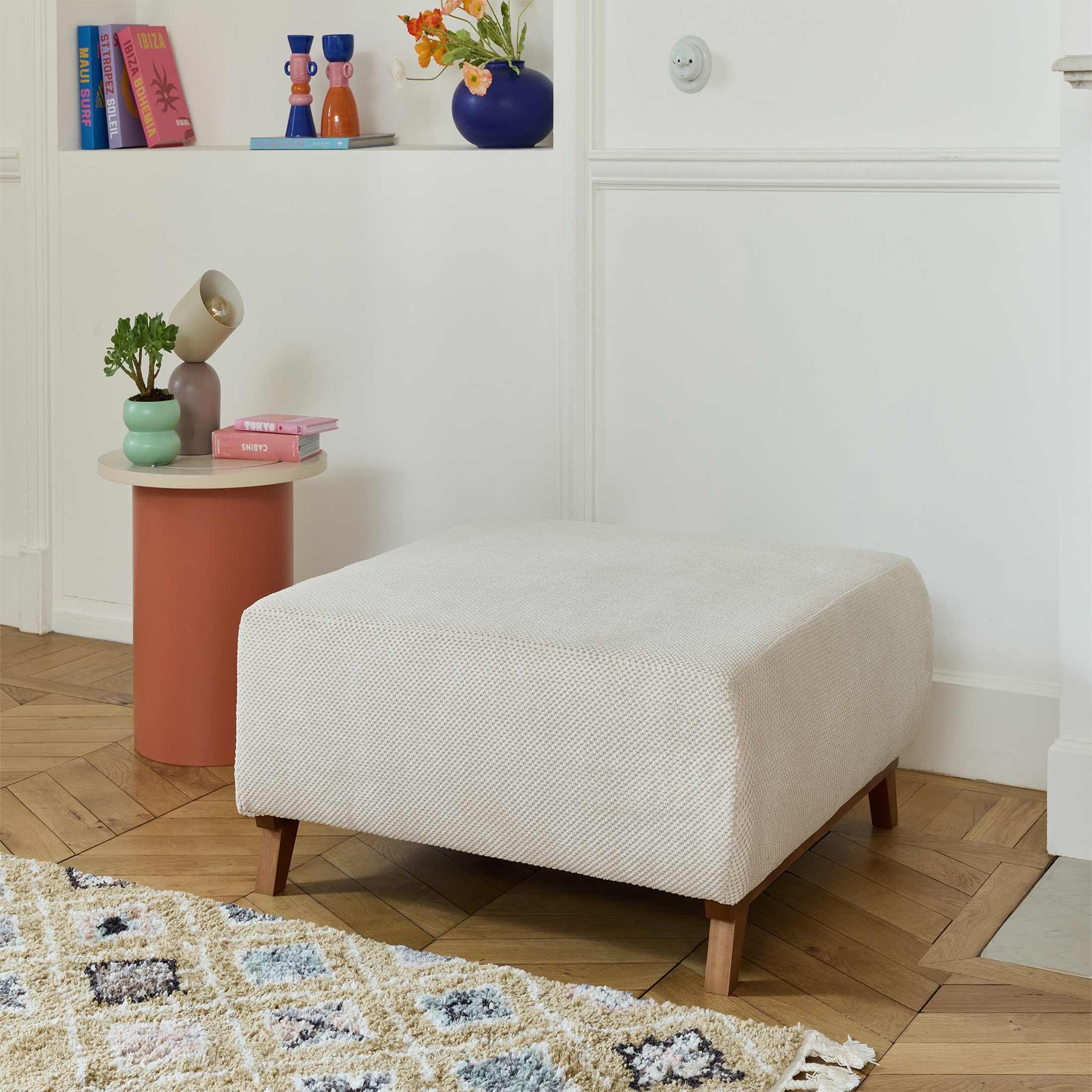 Voir la diapositive 5 : BEST MOBILIER Cristal - pouf modulable - 95 cm - en velours texturé